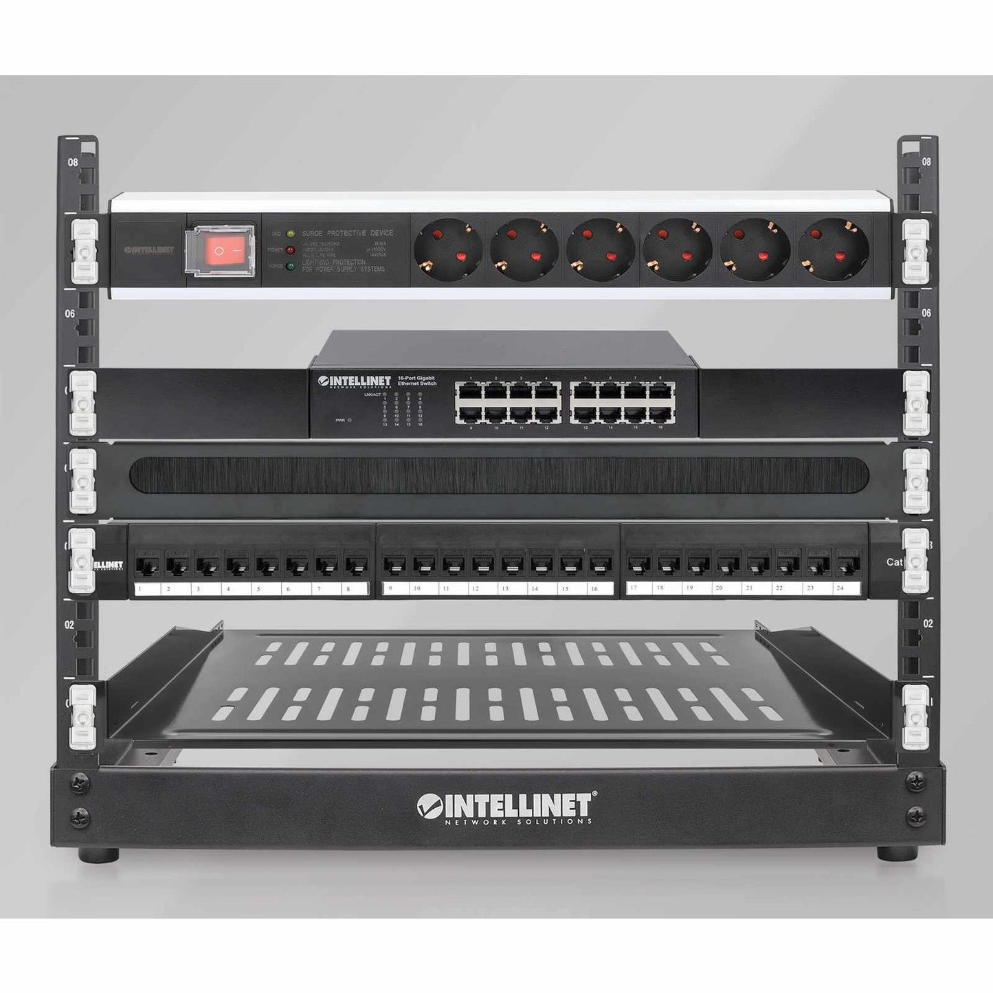 Pánel pasacables con cepillo 1U, 19" - Intellinet México