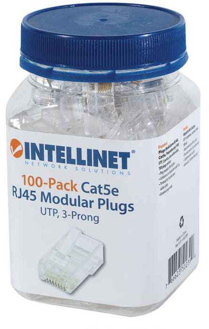 PLUG RJ45 CAT5E SOLIDO UTP BOTE 100 PZAS ORO 15-MICRAS Packaging Image 2