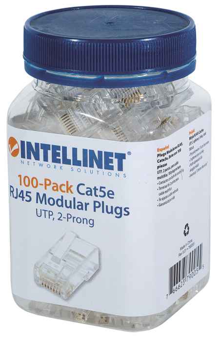 PLUG RJ45 CAT5E MULTIFILAR UTP BOTE 100 PZAS ORO 15-MICRAS Packaging Image 2