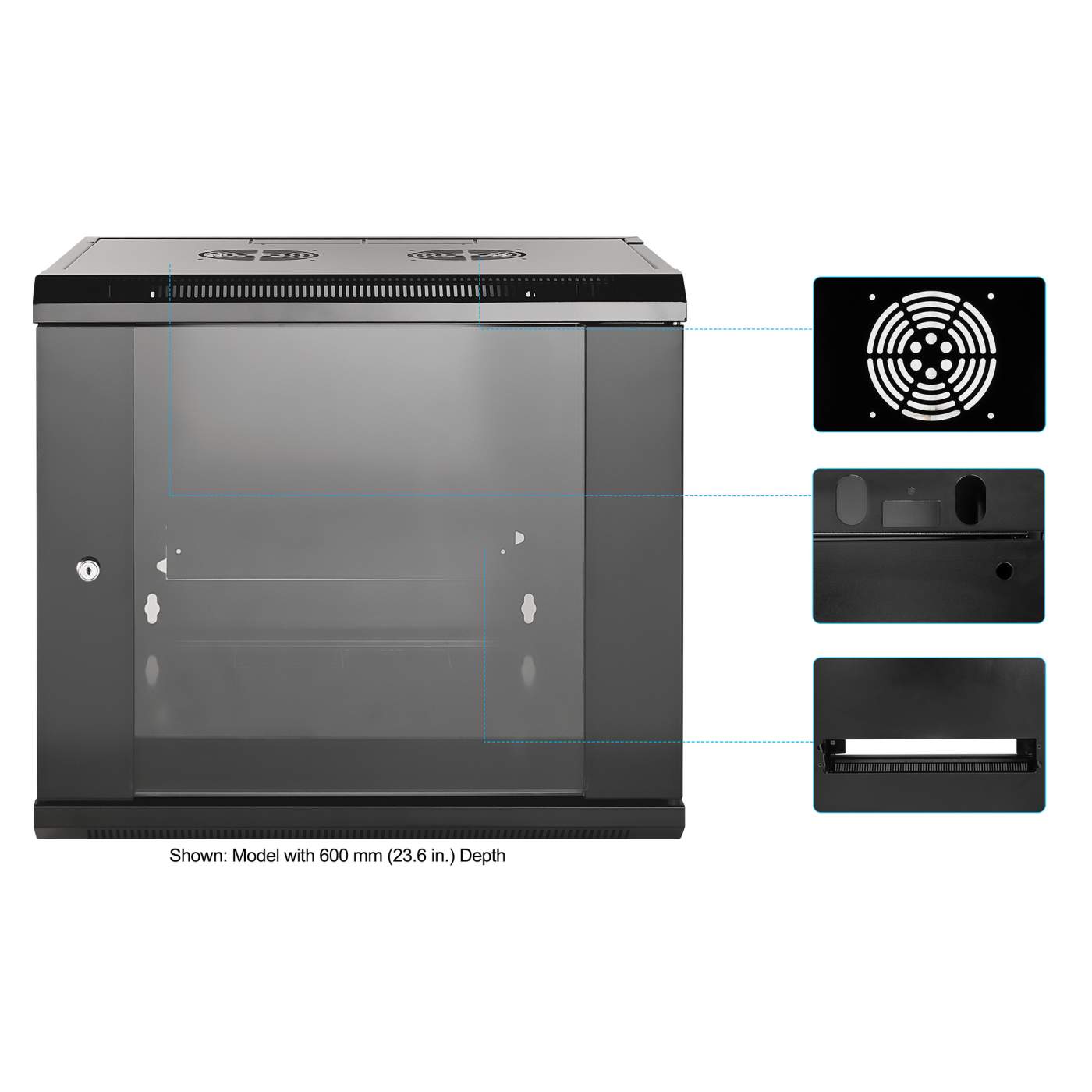 19 in. Wallmount 9U 570*450 Steel Black Image 6