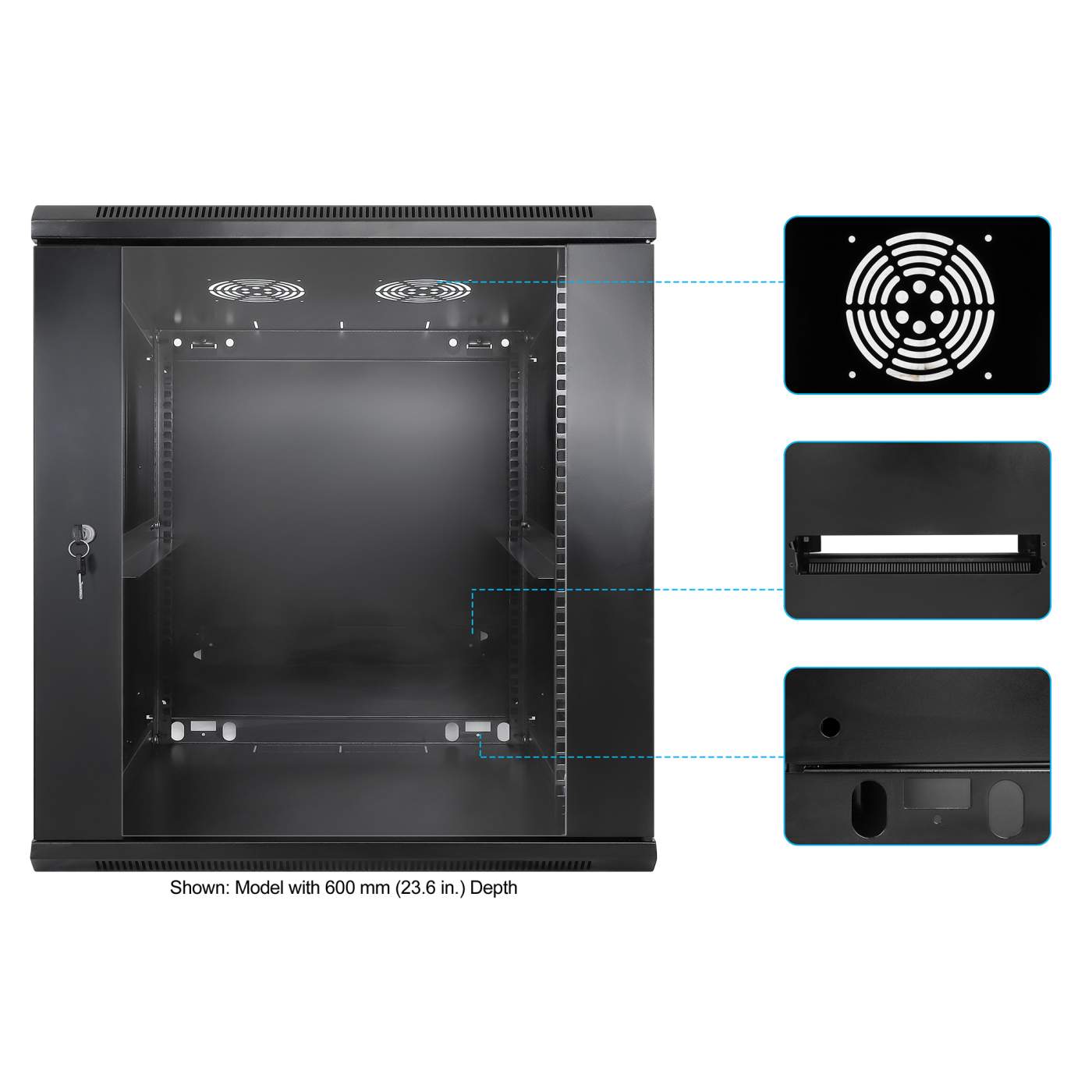 19 in. Wallmount 12U 600*450 Steel Black Image 6