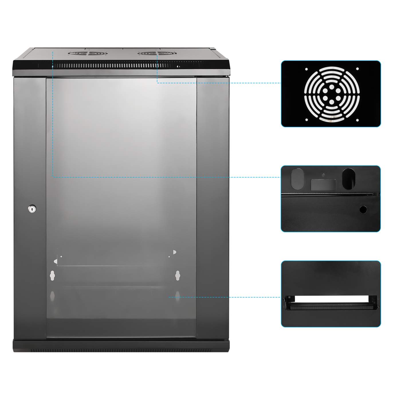19 in. Wallmount 15U 570*450 Steel Black Image 6