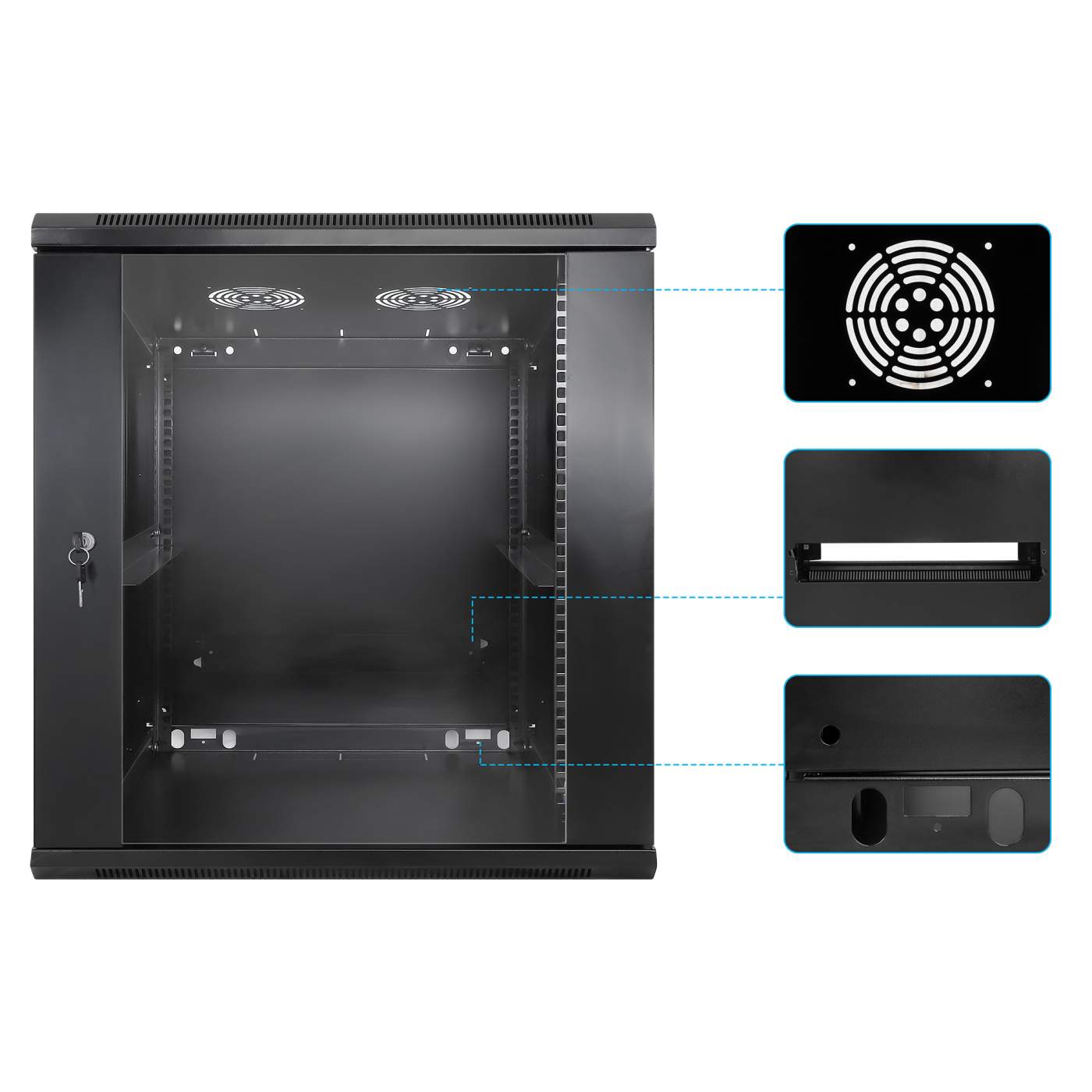 19 in. Wallmount 12U 600*600 Steel Black Image 6