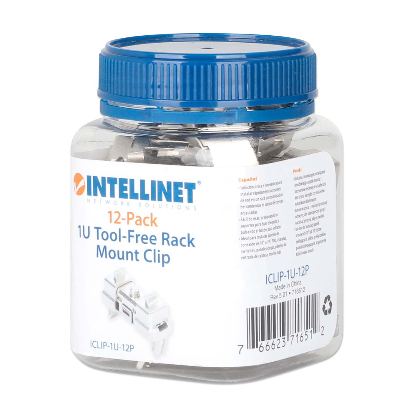 Clip de montaje en rack 1U sin herramientas, paquete de 12 Packaging Image 2
