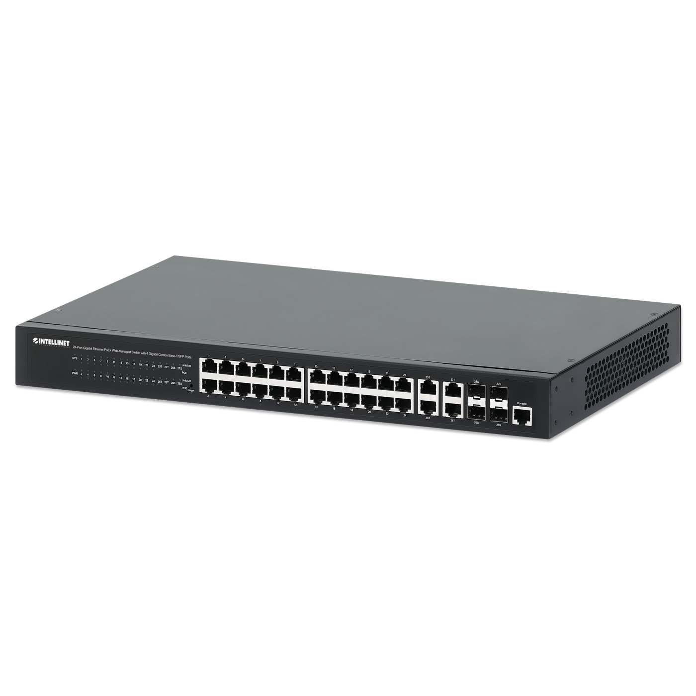 Switch Administrable 24 puertos PoE+ con 4 puertos SFP Gigabit Image 1
