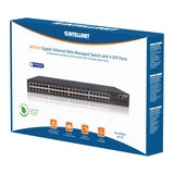 Switch de 48 puertos Gigabit Ethernet administrable por red con 4 puertos SFP Packaging Image 2