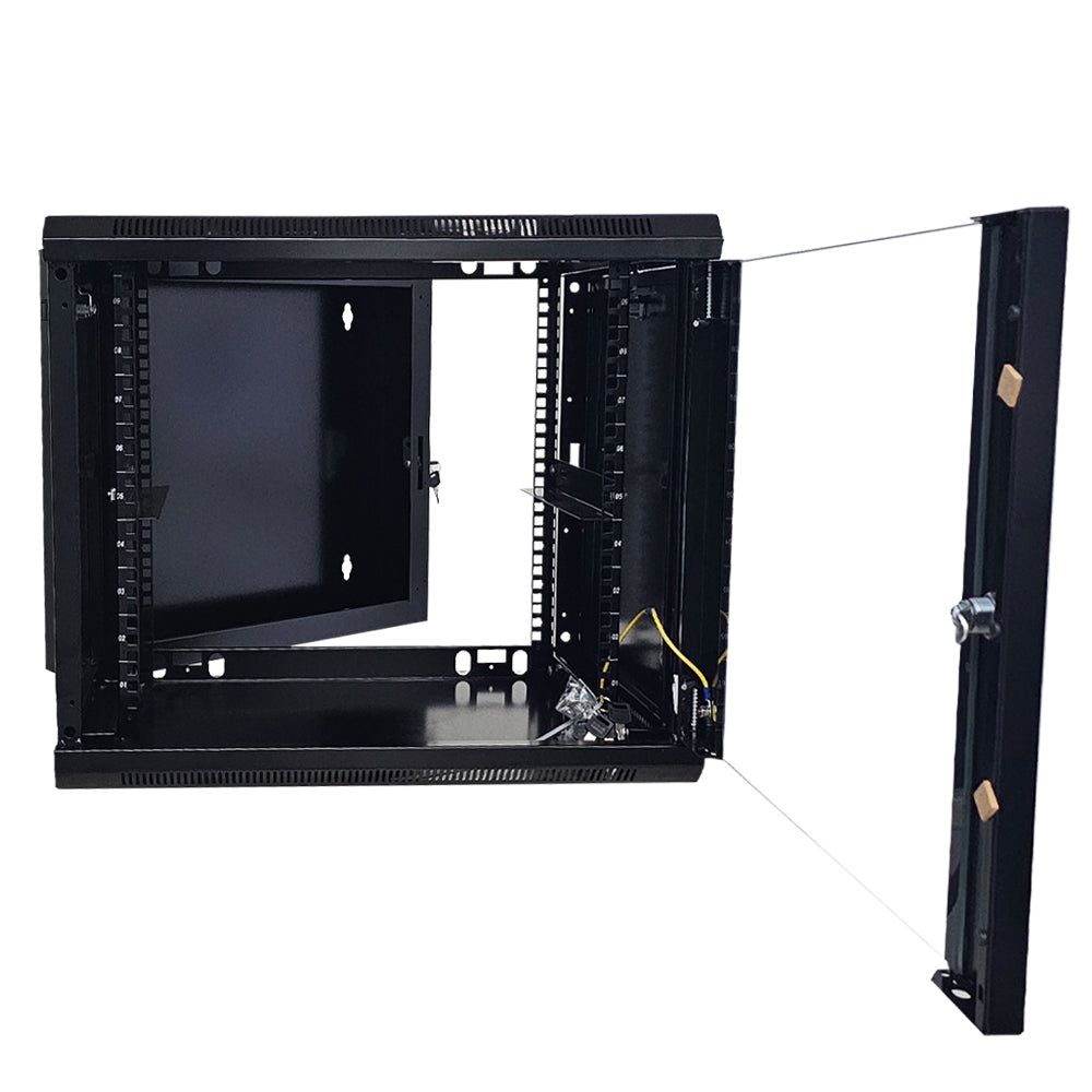 Gabinete mural abatible 19", 9U, Ensamblado