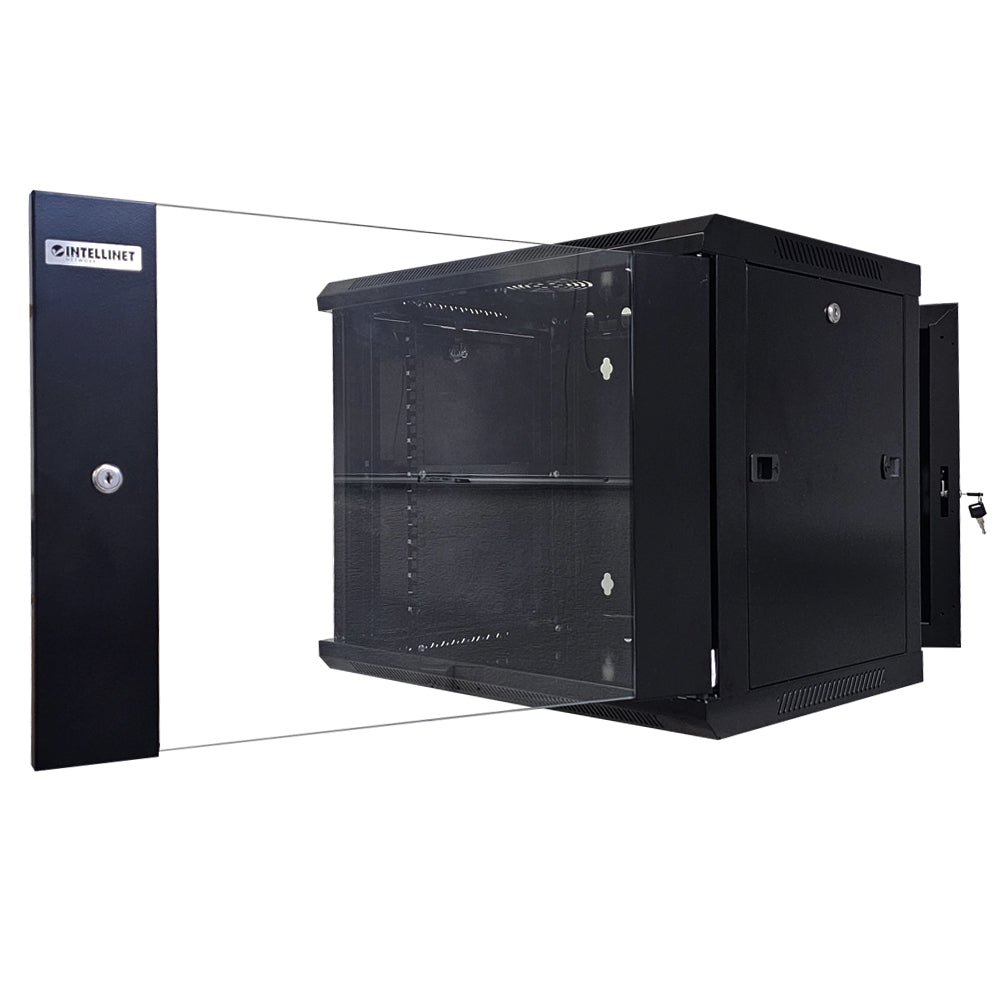 Gabinete mural abatible 19", 9U, Ensamblado