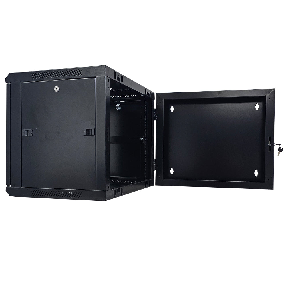 Gabinete mural abatible 19", 9U, Ensamblado