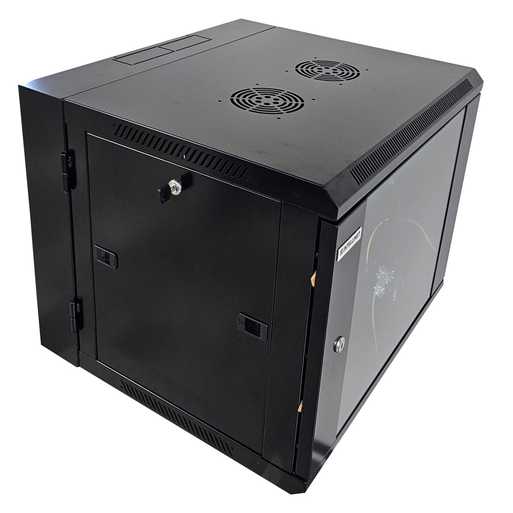 Gabinete mural abatible 19", 9U, Ensamblado