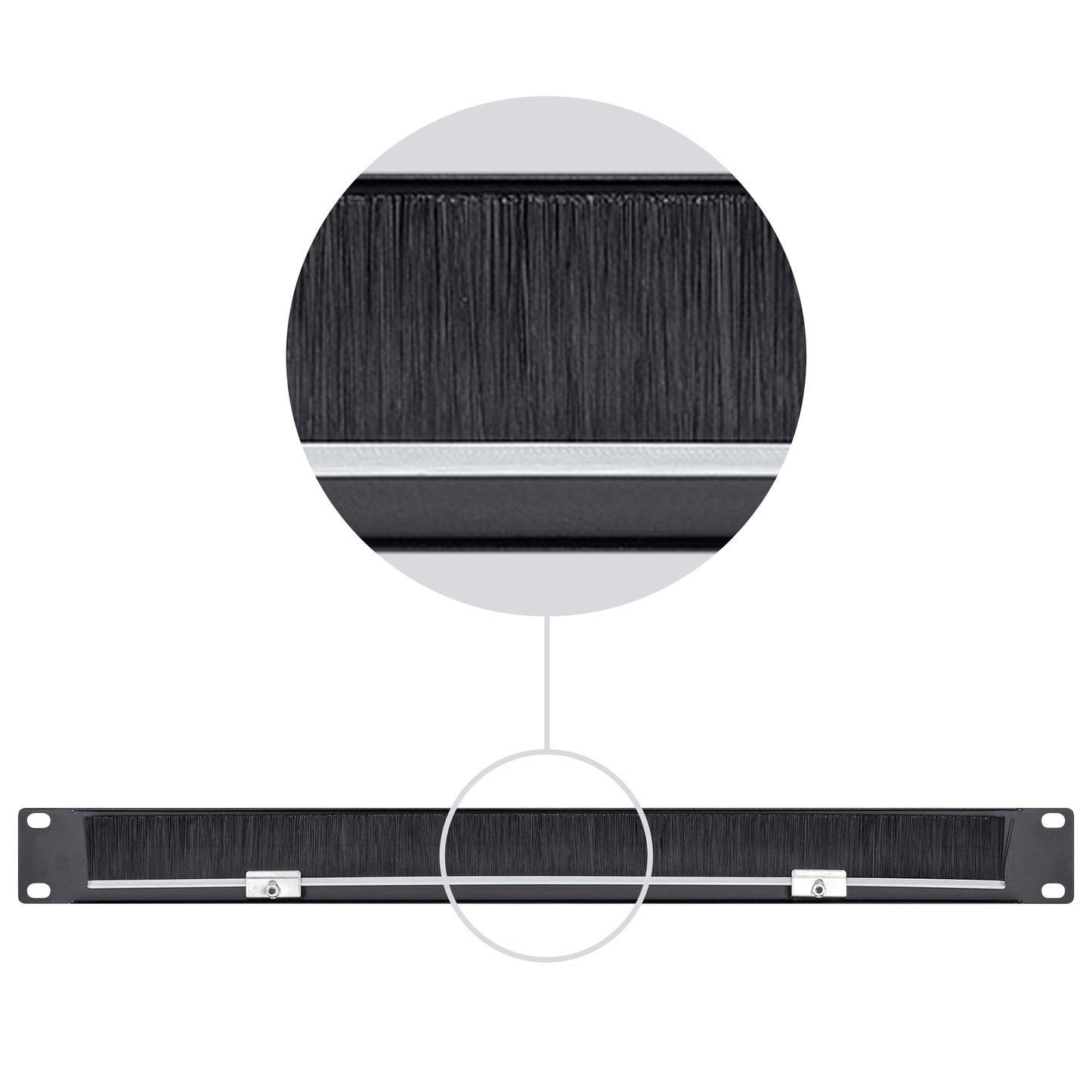 Pánel pasacables con cepillo 1U, 19"