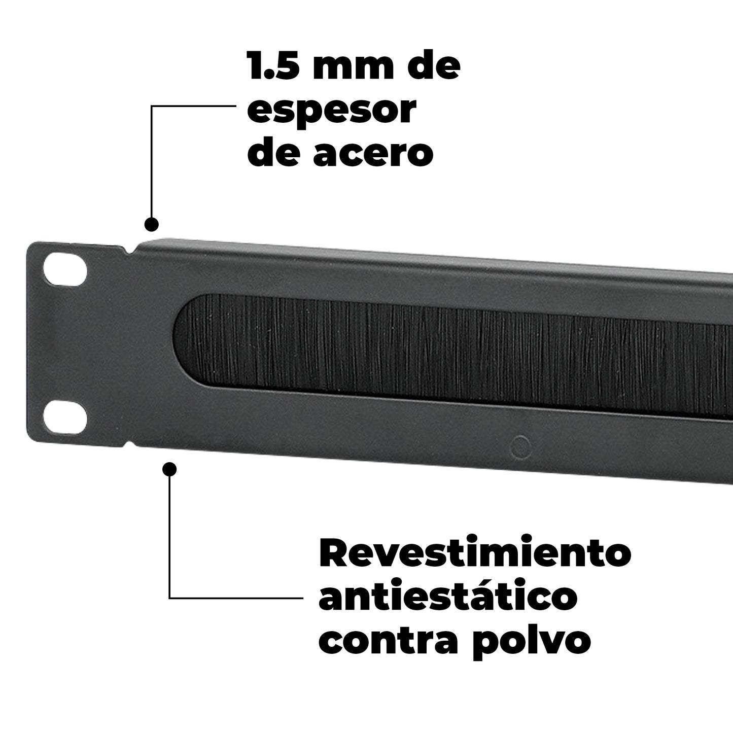 Pánel pasacables con cepillo 1U, 19"