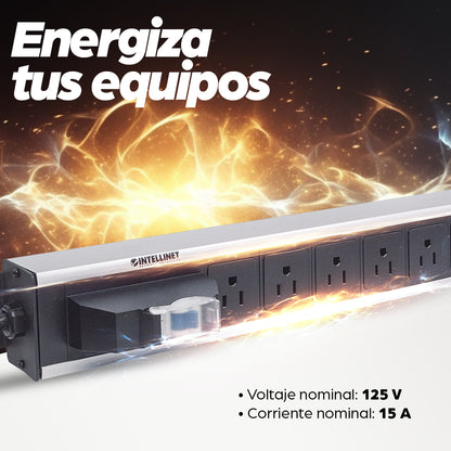 Unidad de distribución de energía (PDU) vertical de 12 salidas para montaje en rack