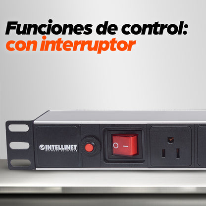 Unidad de distribución de alimentación (PDU) de 8 salidas para montaje en rack 1U de 19"