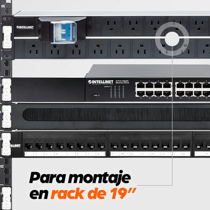 Barra multicontactos de 15 salidas para montaje en 2U de rack de 19" - Enchufes Tipo EU (NEMA 5)