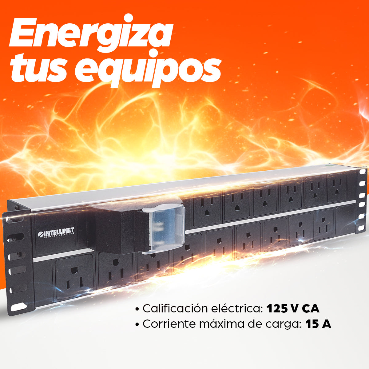 Barra multicontactos de 15 salidas para montaje en 2U de rack de 19" - Enchufes Tipo EU (NEMA 5)