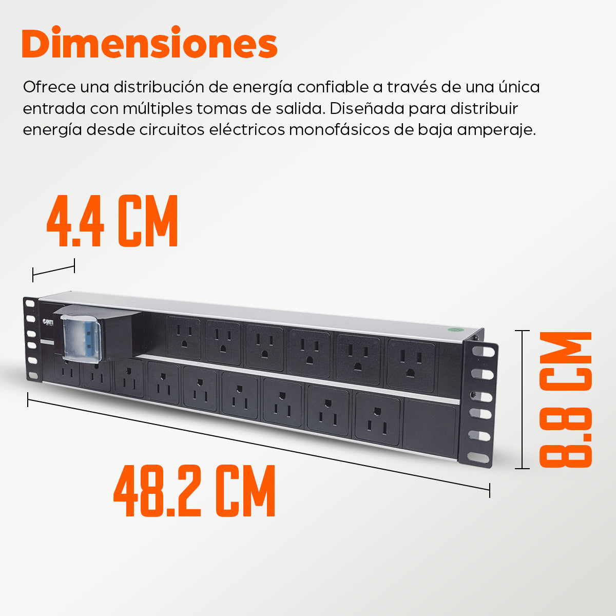 Barra multicontactos de 15 salidas para montaje en 2U de rack de 19" - Enchufes Tipo EU (NEMA 5)