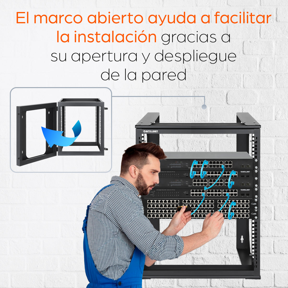 Rack abierto de 19" para montaje en pared, 4 postes, 12U