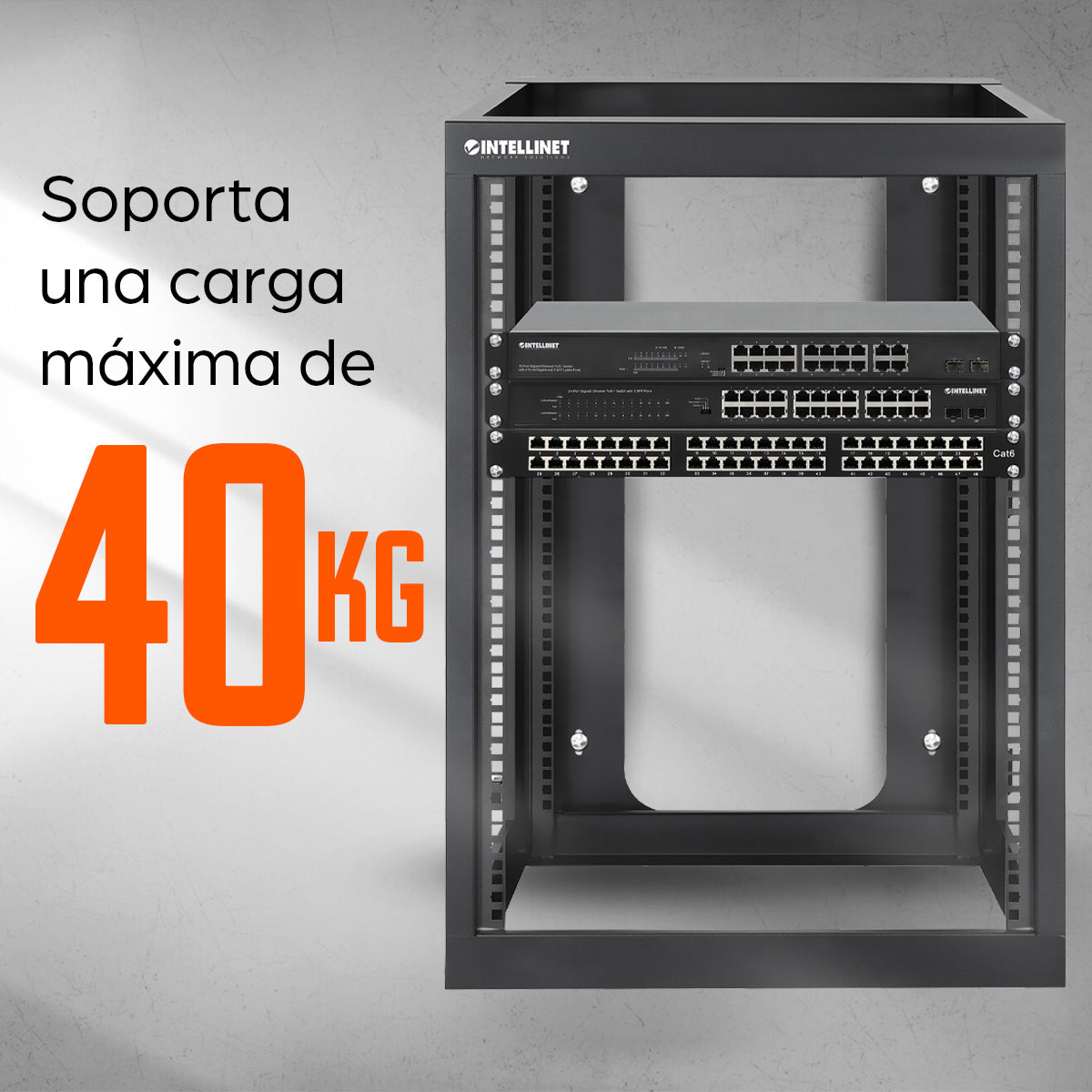 Rack abierto de 19" para montaje en pared, 4 postes, 15U