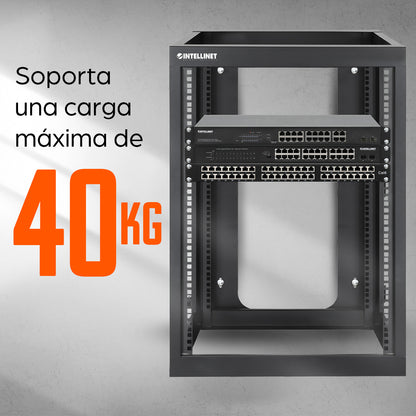 Rack abierto de 19" para montaje en pared, 4 postes, 15U
