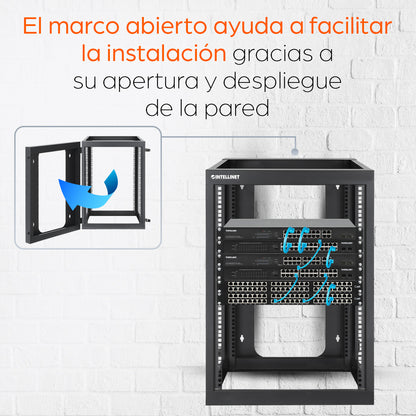 Rack abierto de 19" para montaje en pared, 4 postes, 15U