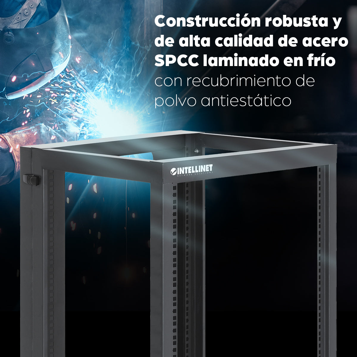 Rack abierto de 19" para montaje en pared, 4 postes, 15U