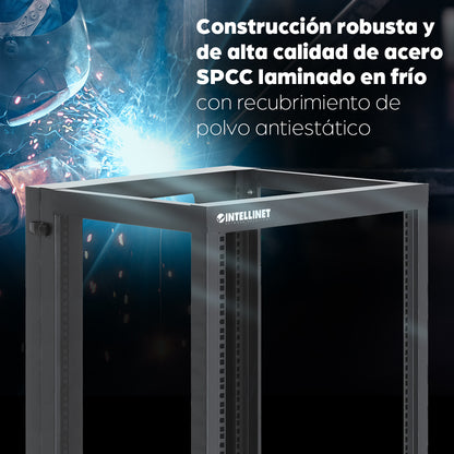 Rack abierto de 19" para montaje en pared, 4 postes, 15U