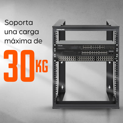 Rack abierto de 19" para montaje en pared, 2 postes, 12U