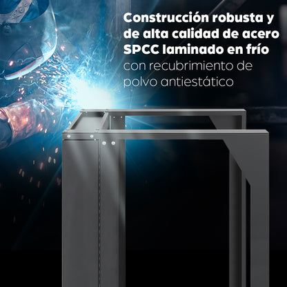 Rack abierto de 19" para montaje en pared, 2 postes, 12U