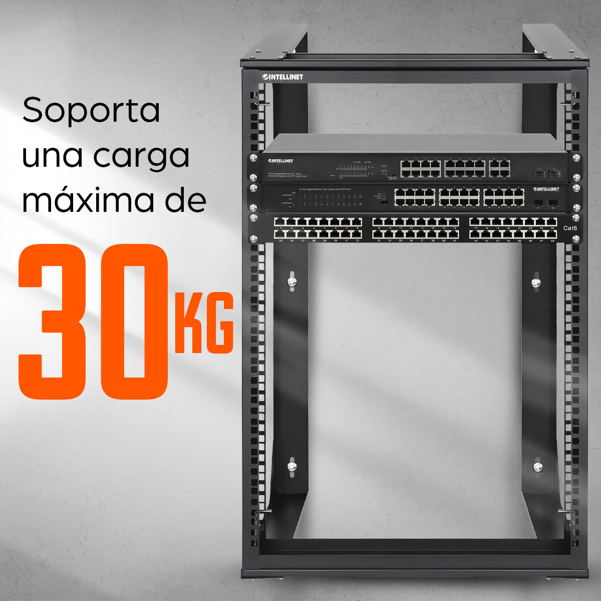 Rack abierto de 19" para montaje en pared, 2 postes, 15U