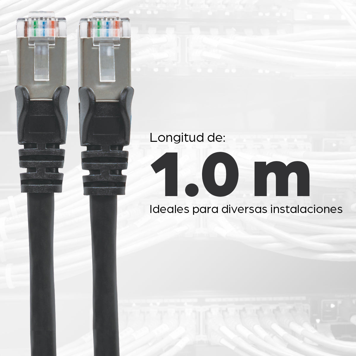 Cable de Red Cat6a S/FTP, 0.9 m, Negro