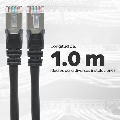 Cable de Red Cat6a S/FTP, 0.9 m, Negro