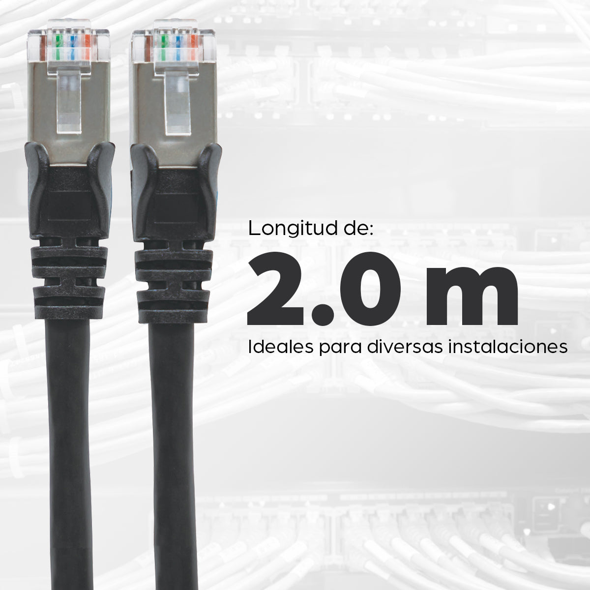 Cable de Red Cat6a S/FTP, 2.1 m, Negro