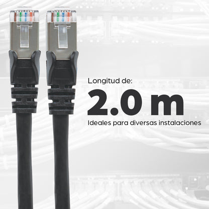 Cable de Red Cat6a S/FTP, 2.1 m, Negro