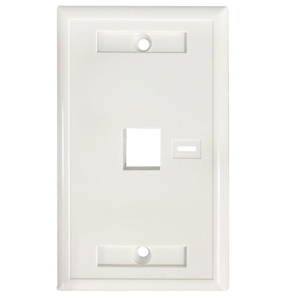 Tapa para caja (Faceplate) Montaje al ras de pared, con pestaña para etiquetas, 1 salida, blanco