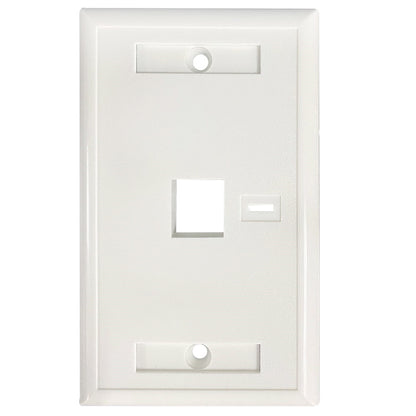 Tapa para caja (Faceplate) Montaje al ras de pared, con pestaña para etiquetas, 1 salida, blanco