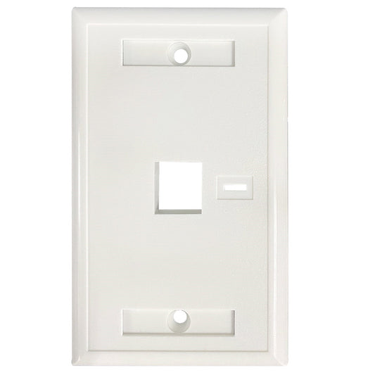 Tapa para caja (Faceplate) Montaje al ras de pared, con pestaña para etiquetas, 1 salida, blanco