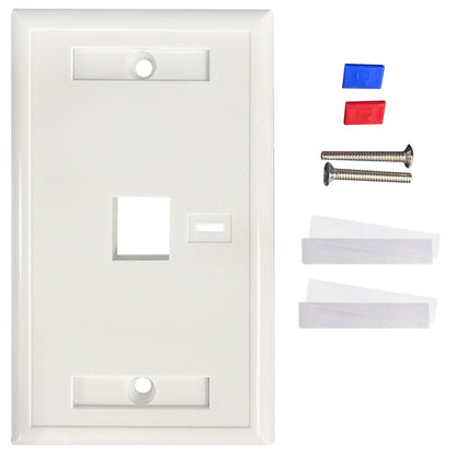 Tapa para caja (Faceplate) Montaje al ras de pared, con pestaña para etiquetas, 1 salida, blanco