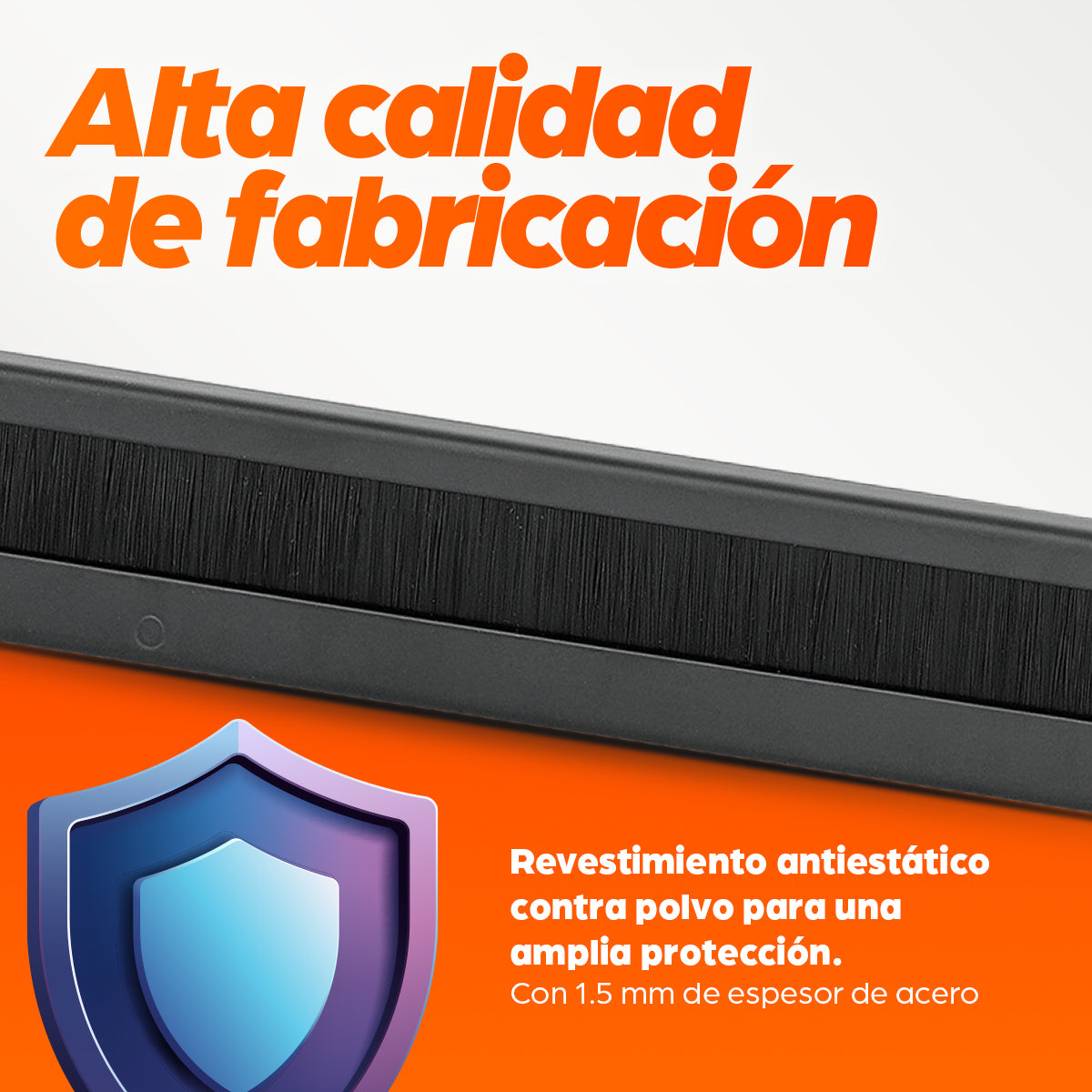 Pánel pasacables con cepillo 1U, 19"