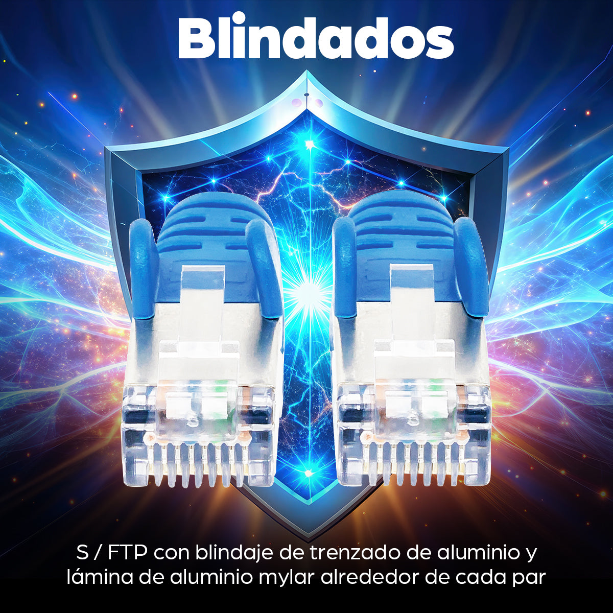 Cable de Red Cat6a S/FTP, 7.6 m, Azul