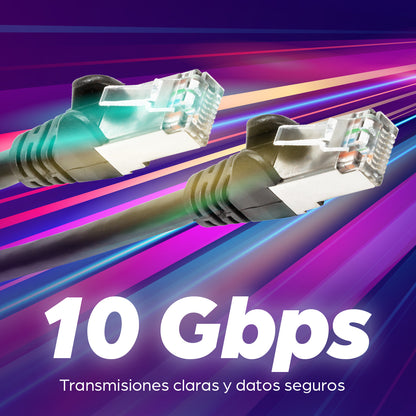 Cable de Red Cat6a S/FTP, 0.9 m, Negro