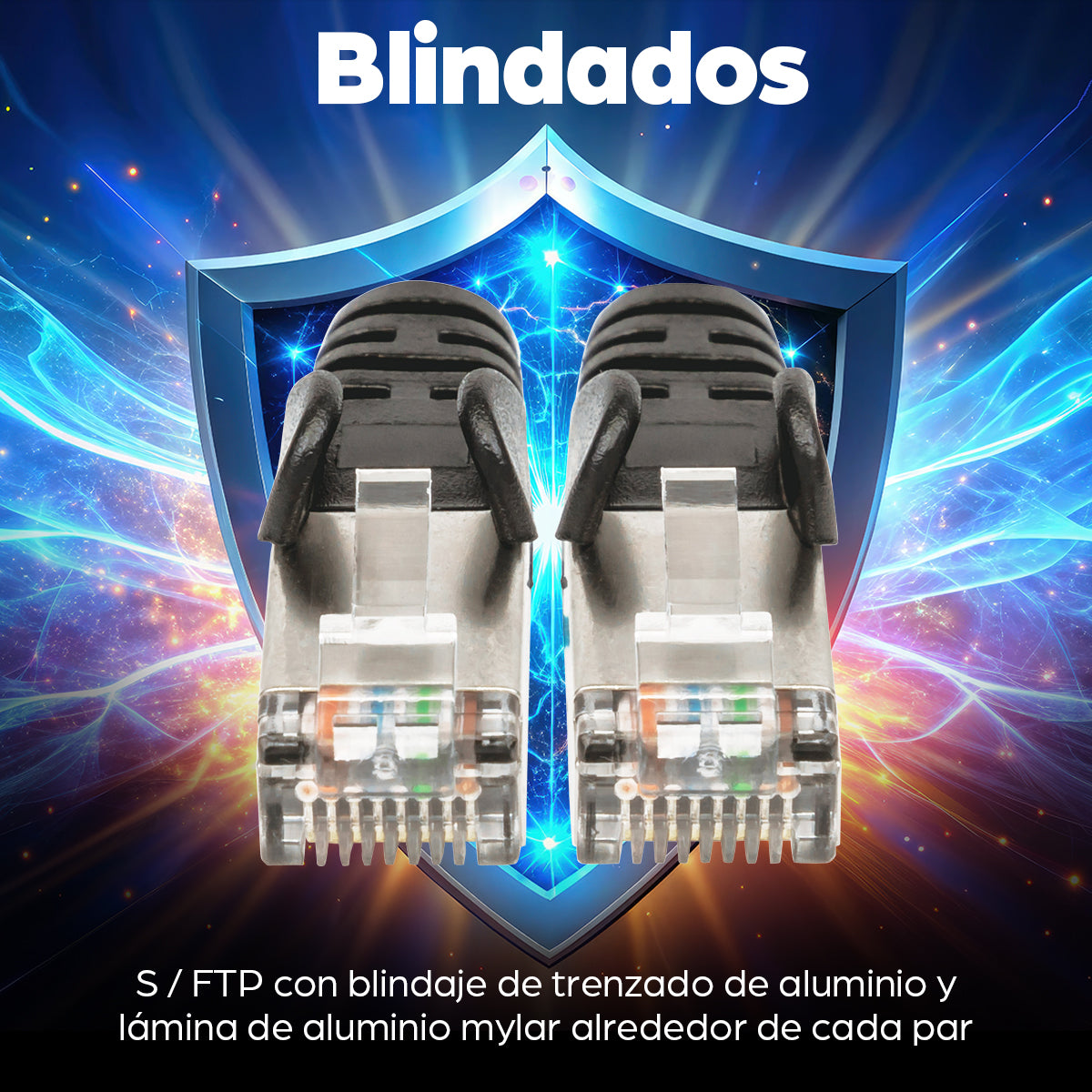 Cable de Red Cat6a S/FTP, 2.1 m, Negro