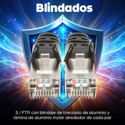 Cable de Red Cat6a S/FTP, 2.1 m, Negro