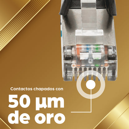 Cable de Red Cat6a S/FTP, 0.9 m, Negro