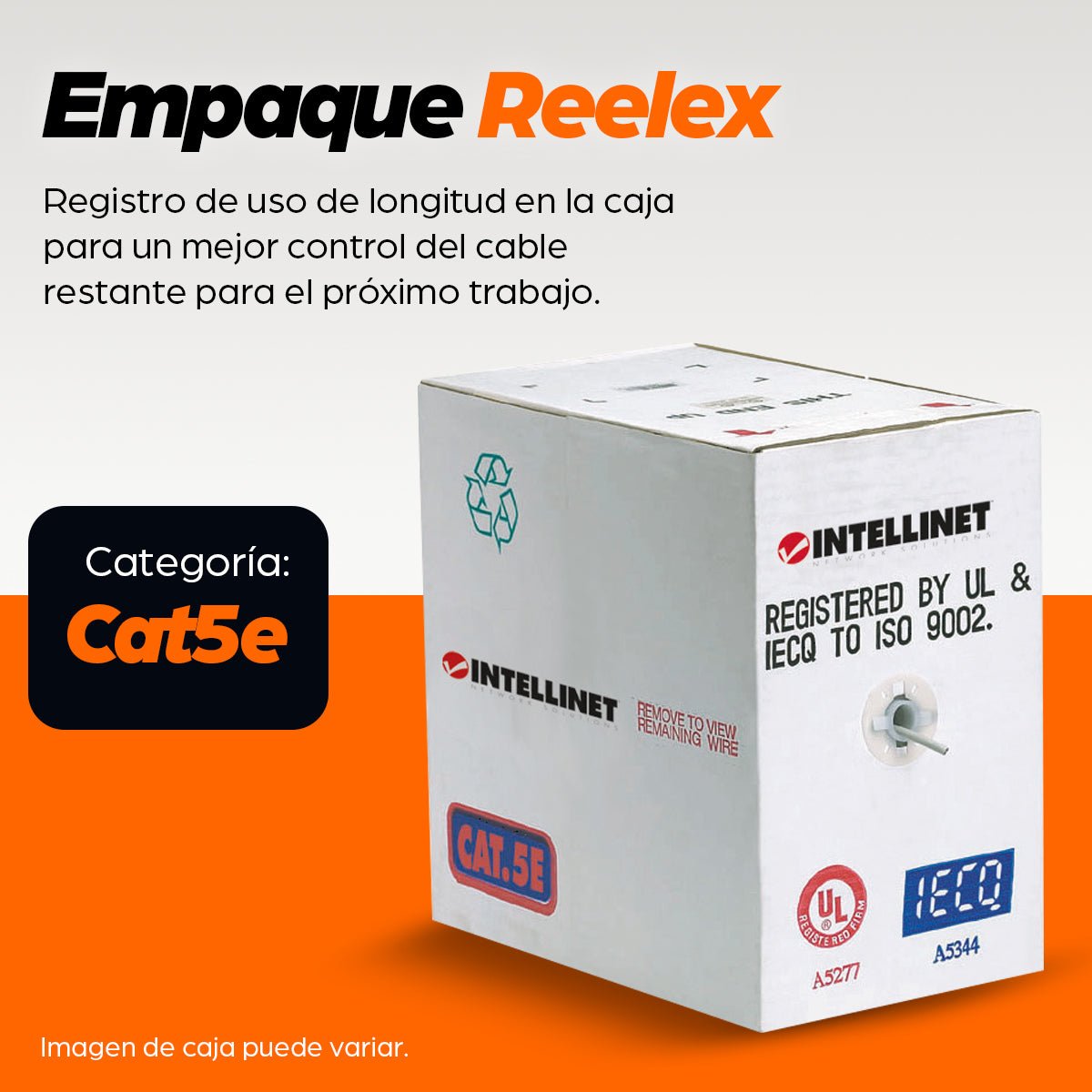 Bobina Multifilar Cat5e CCA, 305 m, 26 AWG, Aluminio recubierto de cobre, Gris - Intellinet México