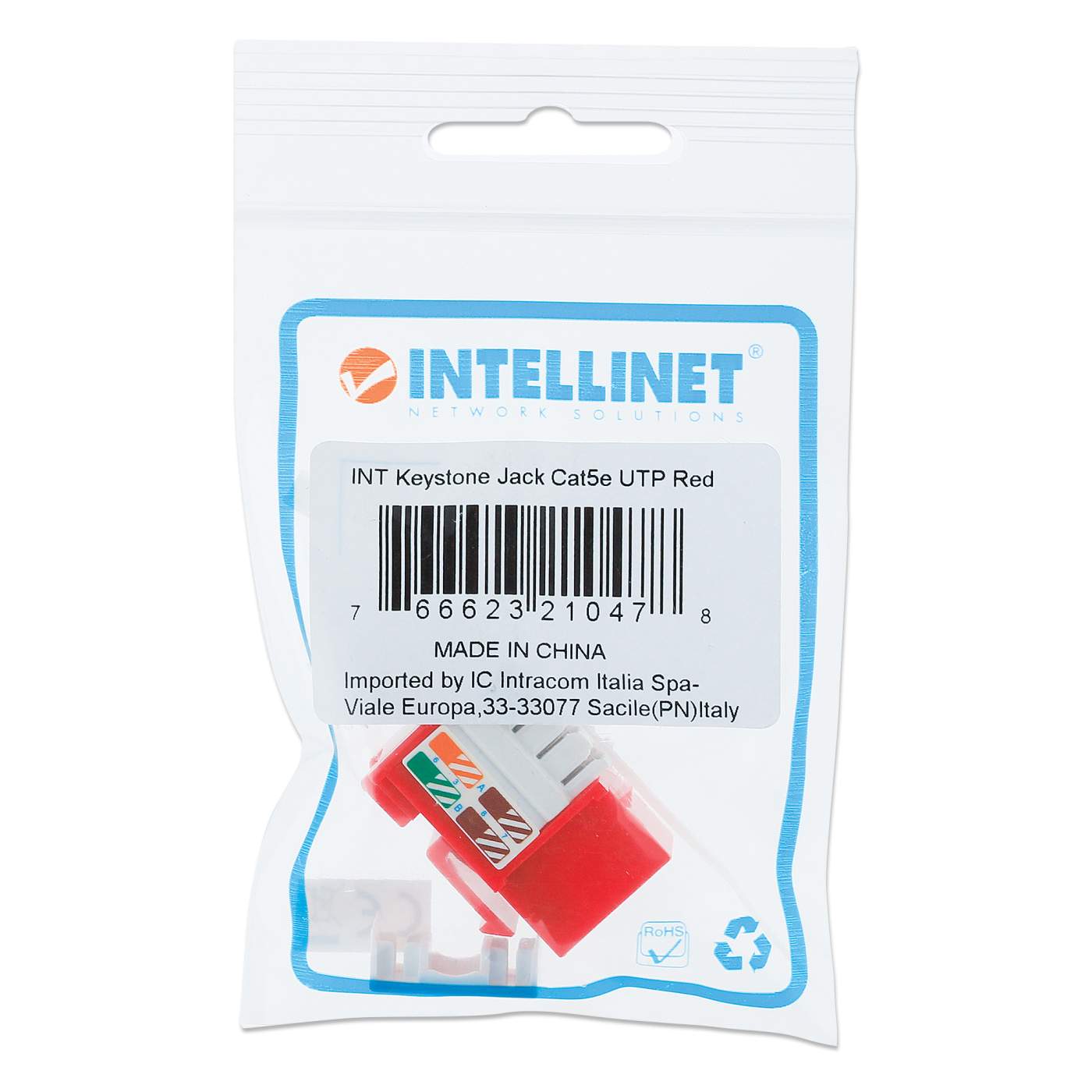 JACK RJ45 CAT5E KEYSTONE DE IMPACTO ROJO Packaging Image 2