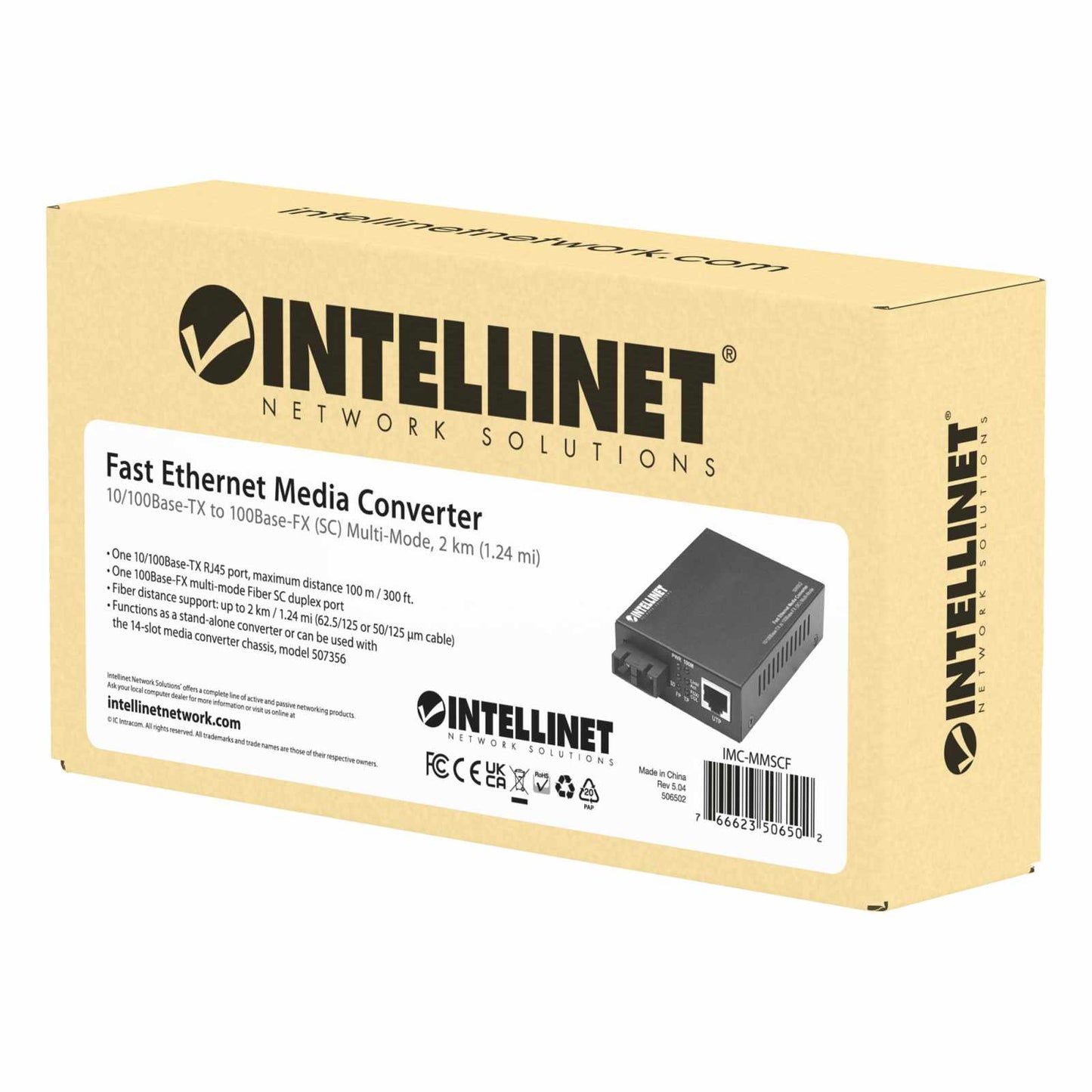 Convertidor de Medios Fast Ethernet, 2 km - Intellinet México