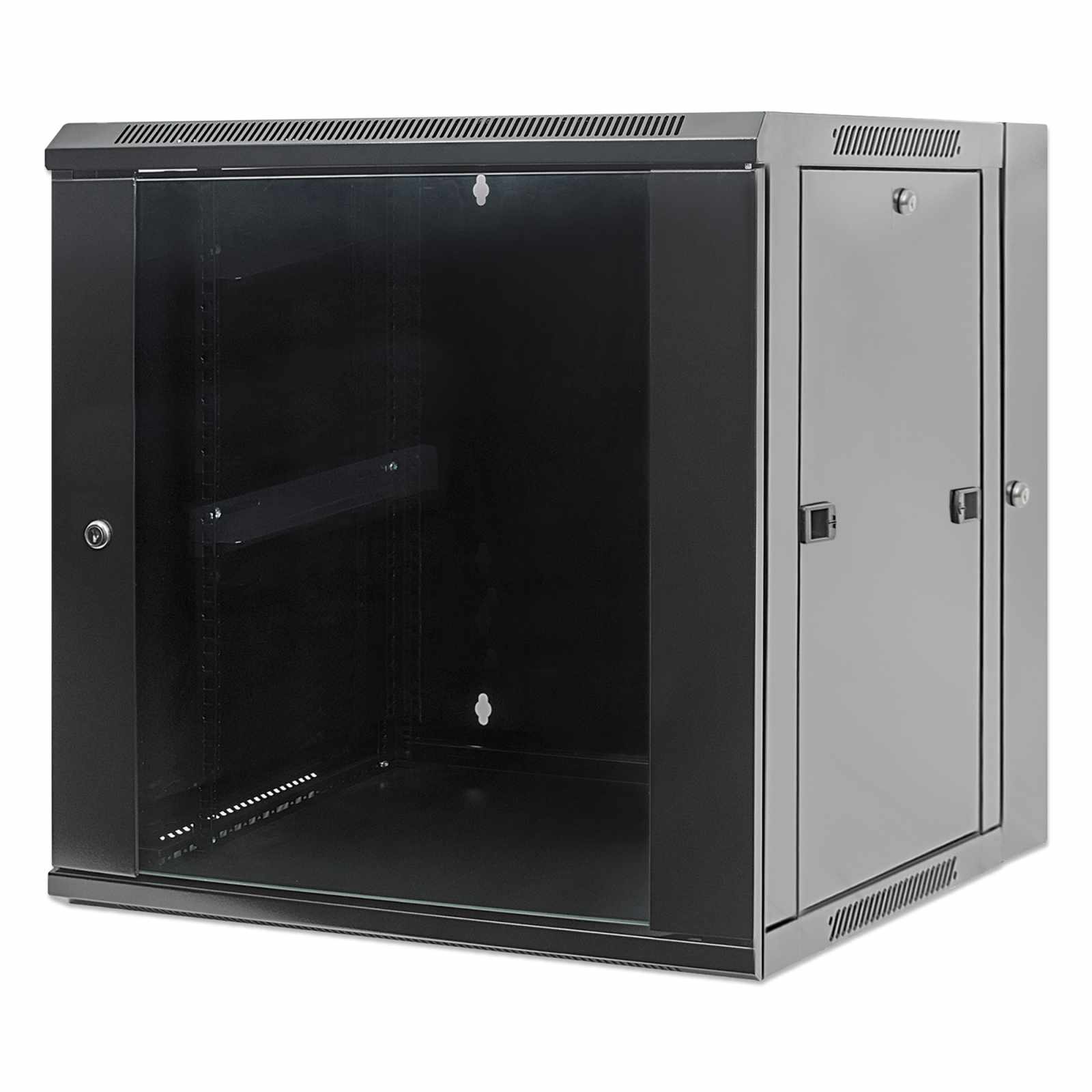 Gabinete mural abatible 19", 9U, Ensamblado - Intellinet México