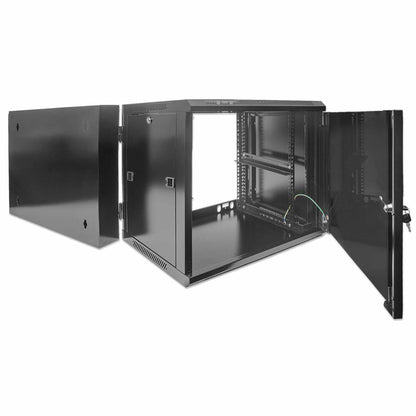 Gabinete mural abatible 19", 9U, Ensamblado - Intellinet México