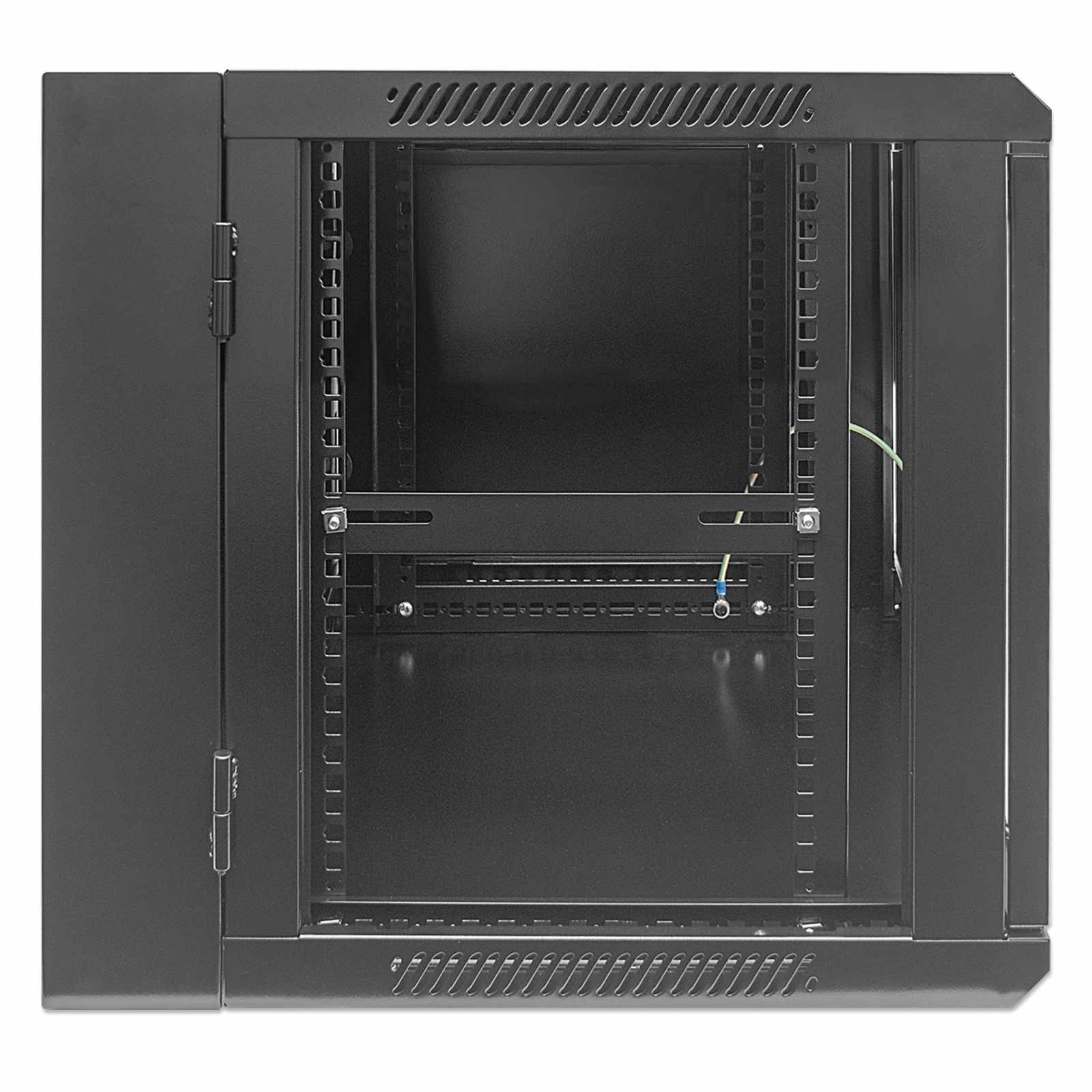 Gabinete mural abatible 19", 9U, Ensamblado - Intellinet México